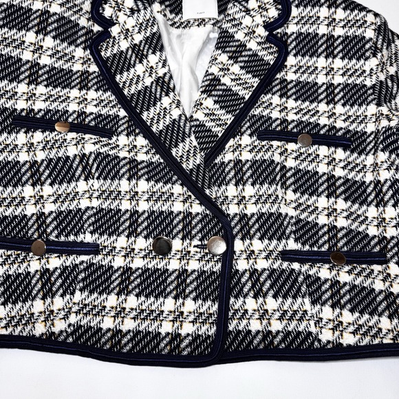 Sandro Paris Cropped Blazer Jacket In Checked Tweed FR 42/ US 10 Textured Plaid - Picture 6 of 15